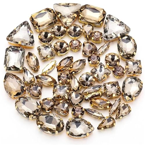 Strassstein, Gemischte Form Nähen Auf Glas Strass Kristall Schnalle Diy Hochzeit Dekoration Zubehör 50 Teile/beutel(Light Coffee) von SFQEVHRZ
