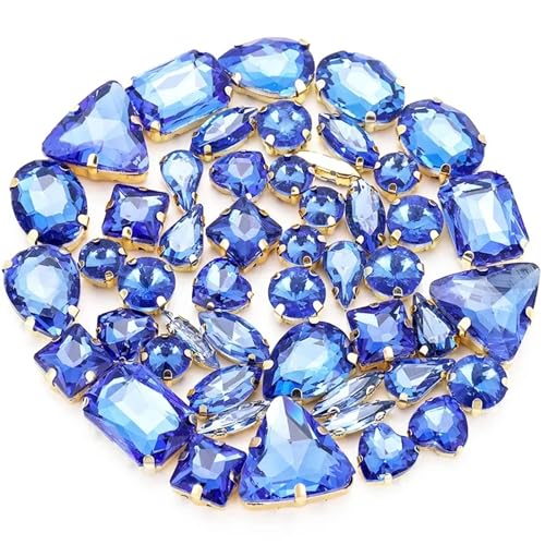 Strassstein, Gemischte Form Nähen Auf Glas Strass Kristall Schnalle Diy Hochzeit Dekoration Zubehör 50 Teile/beutel(Medium Blue) von SFQEVHRZ