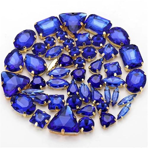 Strassstein, Gemischte Form Nähen Auf Glas Strass Kristall Schnalle Diy Hochzeit Dekoration Zubehör 50 Teile/beutel(Sapphire Blue) von SFQEVHRZ