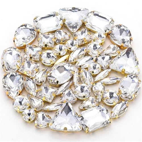 Strassstein, Gemischte Form Nähen Auf Glas Strass Kristall Schnalle Diy Hochzeit Dekoration Zubehör 50 Teile/beutel(White Gold) von SFQEVHRZ