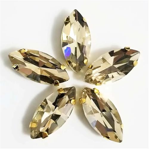 Strassstein, Hellkaffeefarbener Glaskristall-Strass, goldene Unterseite, for Aufnähen von Steinen, DIY-Kleidung, Nähzubehör(4x8mm 50pcs) von SFQEVHRZ