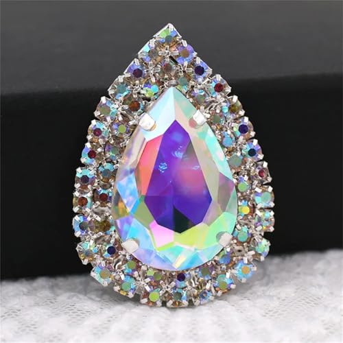 SFQEVHRZ Strassstein, Kleidung Zubehör Glas Kristall Stein Doppel Reihe Kette Nähen Auf Strass DIY Kleid(Crystal Ab(Silver)) von SFQEVHRZ