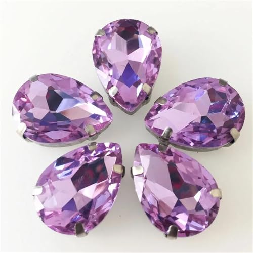 Strassstein, Kristallviolett, Wassertropfen, Kristallglas, Silber, for Aufnähen von Strasssteinen, for Aufnähen auf Steine ​​für DIY-Bekleidungszubehör(13x18mm 20pcs) von SFQEVHRZ