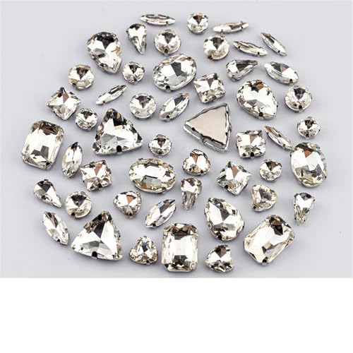 Strassstein, Multi-Form Flache Rückseite Mix Größe Glas Nähen Auf Strass Bunte Kristalle Steine ​​Für Hochzeit Kleid Dekoration(Crystal,30Pcs) von SFQEVHRZ