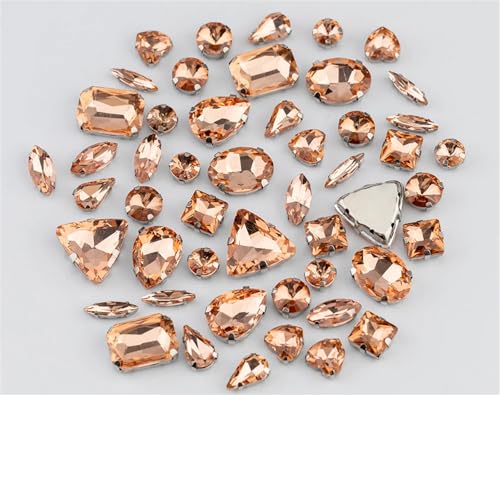 Strassstein, Multi-Form Flache Rückseite Mix Größe Glas Nähen Auf Strass Bunte Kristalle Steine ​​Für Hochzeit Kleid Dekoration(Peach,30Pcs) von SFQEVHRZ