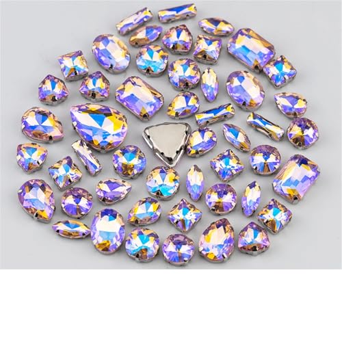 Strassstein, Multi-Form Flache Rückseite Mix Größe Glas Nähen Auf Strass Bunte Kristalle Steine ​​Für Hochzeit Kleid Dekoration(Pnnrk Ab,60Pcs) von SFQEVHRZ