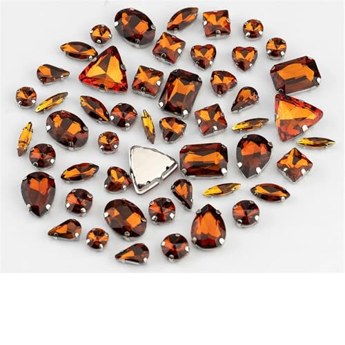 Strassstein, Multi-Form Flache Rückseite Mix Größe Glas Nähen Auf Strass Bunte Kristalle Steine ​​Für Hochzeit Kleid Dekoration(Tawny,60Pcs) von SFQEVHRZ