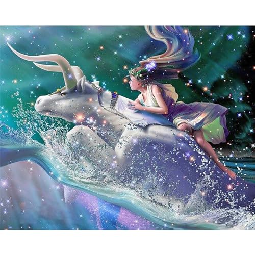 SFUSHOS Diamond Painting Sternzeichen Stier 40x40 cm Diamant Painting Sternzeichen Perlenbilder Erwachsene Sternzeichen Diamant Painting Bilder Glitzer Diamond Painting Fluoreszierend Kinder von SFUSHOS