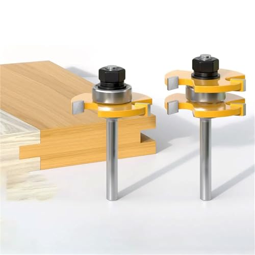 Nut- und Federfräser-Set, 3 Zähne, T-förmig, 2 Stück (12,7 mm Schaft) von SFYMORHE