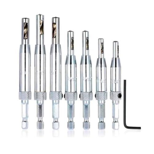 Selbstzentrierendes Scharnierbohrer-Set für Schranktüren und Möbel, HSS, mit Innensechskant, 7-teilig Selbstzentrierendes Scharnierbohrer-Set für Schranktüren und Möbel, HSS, mit Innensechskant, 7-teilig von SFYMORHE