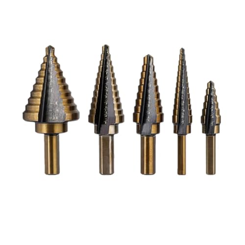 Stufenbohrer Gerader Nut Fräser für Pagodenlochbohrer, Metallkegelbohrer, Lochöffner 3/16-1/8 Zoll, 5 Stück von SFYMORHE