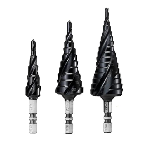 Stufenbohrer beschichtet M35 for Edelstahl, Hartmetall HSS-Co 3 Schneiden Bohrer für Holzbearbeitung, 1 Stück(4-12(9 Step)) von SFYMORHE