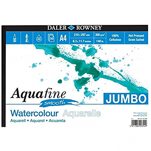 Daler-Rowney Aquafine Aquarell- und Gouache-Zeichenblock, 300 g/m², A3, natürliches Weiß, 50 Blatt, ideal für professionelle und Anfänger, säurefrei Daler-Rowney Aquafine Aquarell- und Gouache-Zeichenblock, 300 g/m², A3, natürliches Weiß, 50 Blatt, ideal für professionelle und Anfänger, säurefrei von Daler Rowney