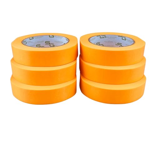 SOLIDGUARD Goldband Malerkrepp (6 Stk x 25 mm) Kreppband für Maler oder Heimwerk Malerband Profi Abdeckband Malertape Klebeband Washi Tape Gold Papiertape Selbstklebend UV UV-beständig von SG SOLIDGUARD SUREFORT