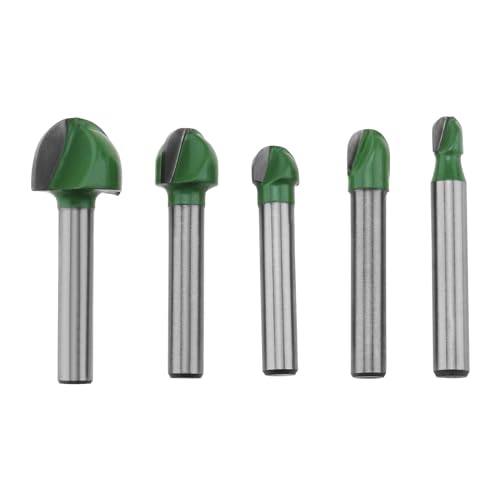SG Store 5pcs Shank Router Shank Diameter 6mm Hollow Chamfer Cutter 6mm/8mm/10mm/12mm/18mm Round Nose Cove Fräser for Wood Carving Root Carving, Green von SG Store