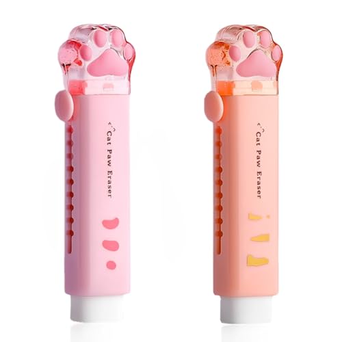 SGERUFZ 2 pcs Katzenpfoten-Radiergummi, niedlicher Kawaii Schulbedarf, einziehbarer Cartoon-Radierer von SGERUFZ