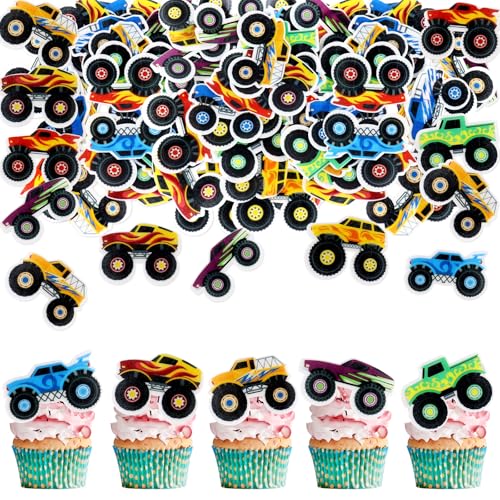 SGQTGIMU 40 Stück Essbare Monster Truck Cake Tops, Monster Truck Cupcake Toppers, Tortendeko Essbar, LKW Muffin Dekorationen, Geburtstagskuchen Zubehör für Kinder SGQTGIMU 40 Stück Essbare Monster Truck Cake Tops, Monster Truck Cupcake Toppers, Tortendeko Essbar, LKW Muffin Dekorationen, Geburtstagskuchen Zubehör für Kinder von SGQTGIMU