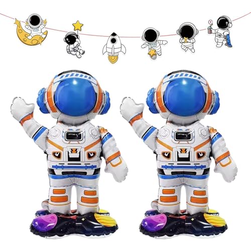 2 Stücke Astronautballons Und 1 Stück Astronaut Ziehen Flagge, Space Astronaut -Folienballons, Space Party Dekoration, 4D -Astronautballons, Geburtstagsballons Für Kinder. von SGSCFG