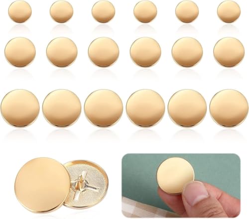 18 Stück Flache Goldknöpfe - Ersatz Metallknöpfe - Nähknöpfe für Damen und Herren - 3 Größen (15-20-25mm) von SGSspecial