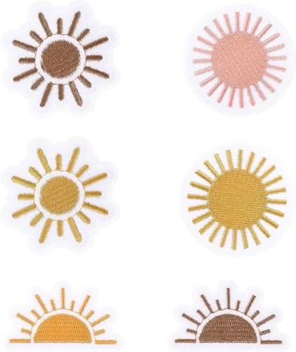 6 Stück Sonnige Bestickte Patches Retro Boho - Aufbügelbar/Selbstklebend Sonnenflicken Aufbügeln/Aufnähen - Jacken Mützen 6 Stück Sonnige Bestickte Patches Retro Boho - Aufbügelbar/Selbstklebend Sonnenflicken Aufbügeln/Aufnähen - Jacken Mützen von SGSspecial