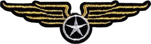 Airforce Aviator Wings Stern Bügellogo Patch 9.8cm / 2.8cm / Gold Weiß Schwarz Airforce Aviator Wings Stern Bügellogo Patch 9.8cm / 2.8cm / Gold Weiß Schwarz von SGSspecial