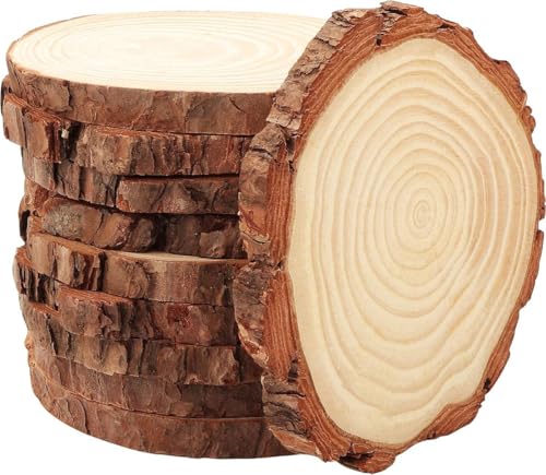 Holz unfertige runde Kreise - Unbehandelt Natur Holzscheiben - 10 Stück - 10-11 cm mit 10 mm Stärke - mit Rinde & Glatt Finish - Untersetzer - Dekorationen - Weihnachtsschmuck Holz unfertige runde Kreise - Unbehandelt Natur Holzscheiben - 10 Stück - 10-11 cm mit 10 mm Stärke - mit Rinde & Glatt Finish - Untersetzer - Dekorationen - Weihnachtsschmuck von SGSspecial