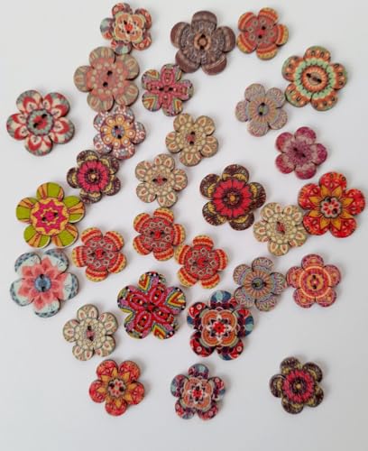 Holzknöpfe - Blütenform - farbig - Blume - 30 Stück von SGSspecial