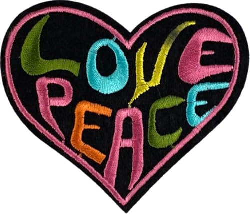 Love Peace Text Flower Power Heart Iron Emblem Patch 8,6 cm / 7,5 cm/Pink Blau Orange Gelb Schwarz Love Peace Text Flower Power Heart Iron Emblem Patch 8,6 cm / 7,5 cm/Pink Blau Orange Gelb Schwarz von SGSspecial
