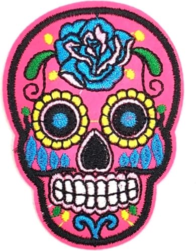 Schädel Sugar Skull Bügelemblem Patch Neon Pink 5cm / 7cm/Pink Neon Schädel Sugar Skull Bügelemblem Patch Neon Pink 5cm / 7cm/Pink Neon von SGSspecial