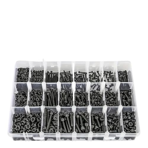 metric bolt kit, 1260-teiliges metrisches Schraubensortiment M2 M3 M4, 21 Größen 4 mm bis 30 mm, verbesserte verzinkte Maschinenschrauben mit Innensechskant,for diy von SGYEPOCFQ
