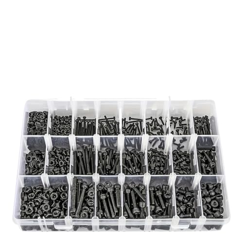 metric bolt kit, 1260-teiliges metrisches Schraubensortiment M2 M3 M4, 21 Größen 4 mm bis 30 mm, verbesserte verzinkte Maschinenschrauben mit Innensechskant,for diy von SGYEPOCFQ