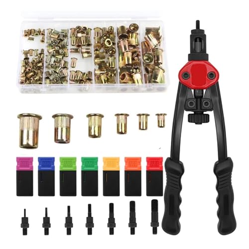 metric bolt kit, 170-teiliges Nietmuttern-Set M3 M4 M5 M6 M8 M10 + Handgewindemuttern BT606 Manuelles Nietwerkzeug for Nieten von Nietmuttern,for diy von SGYEPOCFQ