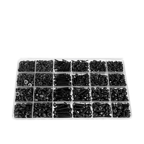 metric bolt kit, 1705-teiliges M2-M5-Maschinenschrauben-Sortiment, Sechskant-Halbrundkopfschrauben-Muttern-Set mit Sicherungsscheiben, Befestigungselemente aus 10.9-legiertem Stahl,for diy von SGYEPOCFQ