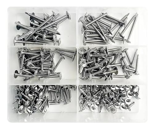 metric bolt kit, 210 Stück M4.2 großer Rundkopfkreuzkopf aus Edelstahl 410 mit Kissen Huasi selbstschneidende Bohrschwanz-Schwalbenschwanzschrauben aus Eisenblech,for diy(20 BOXES) von SGYEPOCFQ