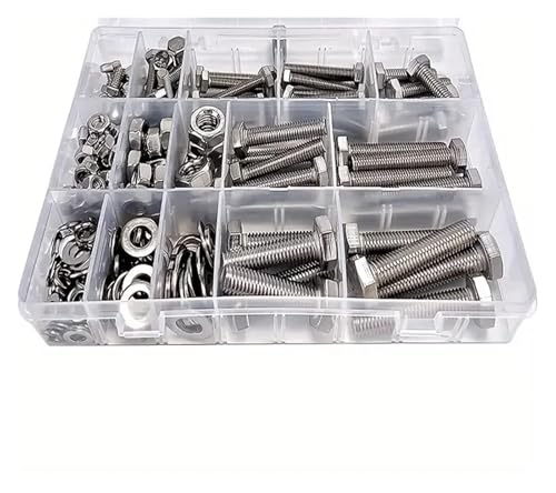 metric bolt kit, 236-teiliges Edelstahl-Schrauben- und Muttern-Set M6, M8, M10 mit Unterlegscheiben – Hochleistungs-Industriebefestigungen,for diy von SGYEPOCFQ