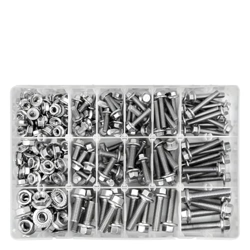 metric bolt kit, 240 Edelstahl-Flanschschrauben und Muttern-Set – M5, M6, M8 metrische Sechskantschrauben, korrosionsbeständig,for diy von SGYEPOCFQ