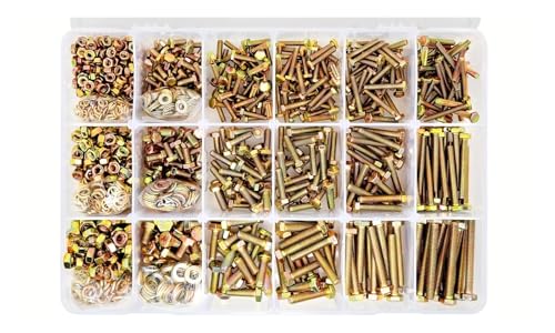 metric bolt kit, 246/596/730/1650 Stück M4 M5 M6 M8 M10 Schrauben- und Mutternklassifizierungssatz Klasse 8. Sechskantschrauben- und Unterlegscheibe aus legiertem Stahl,for diy(1650PCS-M4M5M6) von SGYEPOCFQ