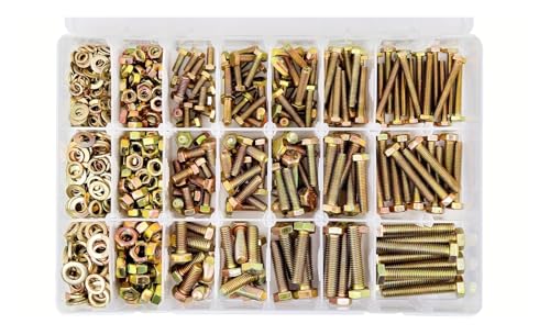 metric bolt kit, 246/596/730/1650 Stück M4 M5 M6 M8 M10 Schrauben- und Mutternklassifizierungssatz Klasse 8. Sechskantschrauben- und Unterlegscheibe aus legiertem Stahl,for diy(730PCS-M4M5M6) von SGYEPOCFQ
