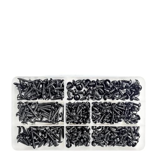 metric bolt kit, 340 Stück/Box Kreuzschlitz-Blechschrauben-Set, Linsenschrauben-Sortiment, schwarzer Möbel-Karbonstahl, M3/M3,5/M4/M5,for diy(5 BOXES) von SGYEPOCFQ