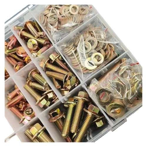 metric bolt kit, 366-teiliges metrisches Flanschschrauben- und Muttern-Set, M5 M6 M8 8.8 gezähnte Sechskantschrauben mit Muttern, Stahl-Grobgewinde-Befestigung,for diy von SGYEPOCFQ