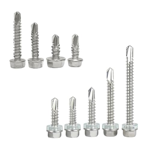 metric bolt kit, 385-teiliges Sortiment an selbstschneidenden Tek-Schrauben aus Edelstahl 410, einschließlich der Größen 8, 10 und 12, for Industrie- und Heimwerkerprojekte,for diy von SGYEPOCFQ