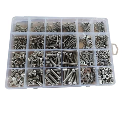 metric bolt kit, 710-teiliges Sortimentsset mit Kreuzplattenschrauben und Muttern aus Edelstahl 304 mit Unterlegscheiben und M2-M5-Rundkopf-Maschinengewinde,for diy von SGYEPOCFQ