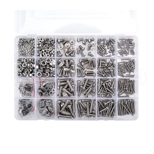 metric bolt kit, 880 Stück M2 M3 M4 M5 304 Edelstahl Sechslappen Torx Flachrundkopfschrauben Bolzenmuttern-Set Sortimentskasten,for diy von SGYEPOCFQ