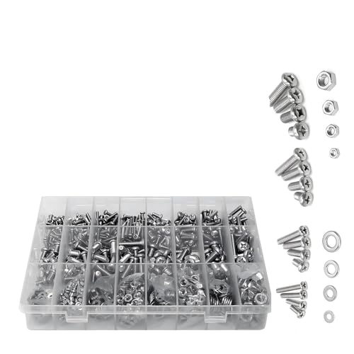 metric bolt kit, 900-teiliges metrisches Sortiment aus Edelstahl M6 M5 M4 M3 Maschinenschrauben-Set mit Flachkopf und Unterlegscheiben,for diy von SGYEPOCFQ