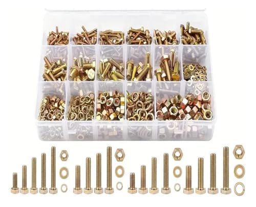 metric bolt kit, 923-teiliges Set mit gelb verzinkten metrischen Schrauben und Muttern der Güteklasse 8.8, einschließlich Hochleistungs-Sechskantkopf in den Größen M4/M5/,for diy von SGYEPOCFQ