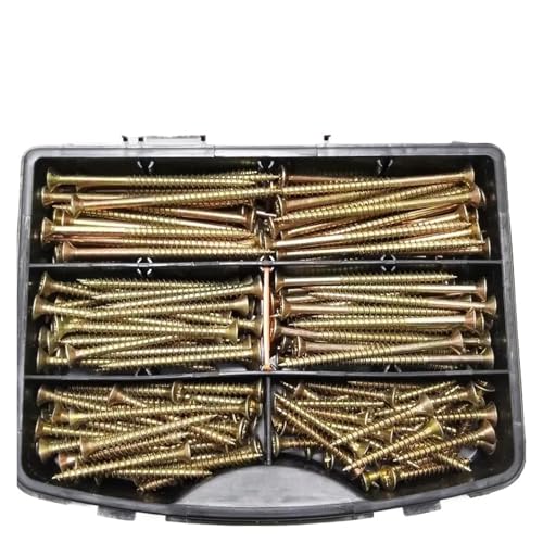 metric bolt kit, M5, 220-teiliges Flachkopf-Holzschrauben-Set, gelb verzinkt, selbstschneidend, Senkkopf, Vollgewinde, geeignet for Trockenbau/Gipskarton,for diy von SGYEPOCFQ