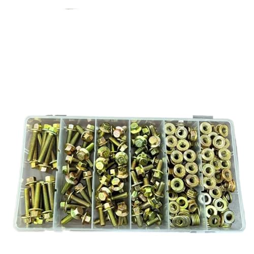 metric bolt kit, M6-264-teiliges Flansch-Sechskantschrauben-Muttern-Unterlegscheiben-Set, farbig verzinkter metrischer Flansch-Sechskantschraubensatz aus legiertem Stahl der Güteklasse 8.8.,for diy von SGYEPOCFQ