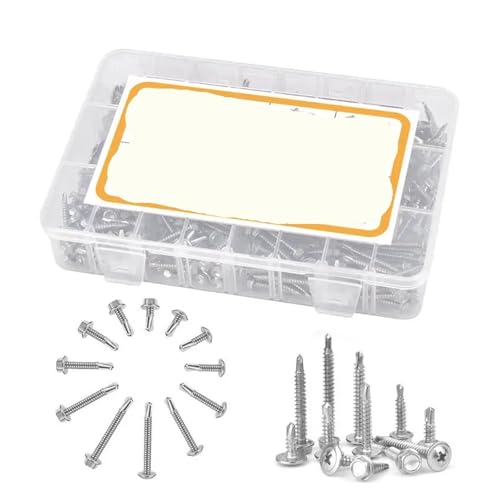metric bolt kit, Selbstschneidende Schrauben for Metall, 400-teiliges Blechschrauben-Set mit Aufbewahrungsbox,for diy von SGYEPOCFQ
