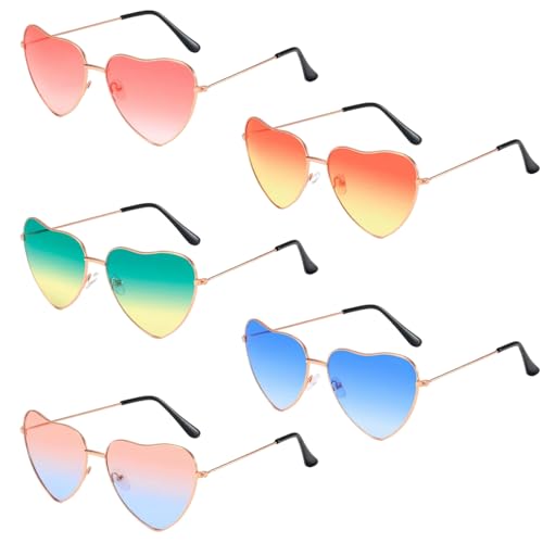 SGZIOO 5 Paare Herz Sonnenbrille, Herzbrille, Vintage Herz Brille, Party Sonnenbrille Herzform, Herzbrillen, Herzchen Sonnenbrille, Partybrillen für Damen Herren 60er 70er 80er 90er Hippie Accessoires SGZIOO 5 Paare Herz Sonnenbrille, Herzbrille, Vintage Herz Brille, Party Sonnenbrille Herzform, Herzbrillen, Herzchen Sonnenbrille, Partybrillen für Damen Herren 60er 70er 80er 90er Hippie Accessoires von SGZIOO