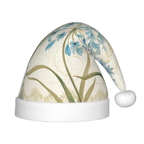 SGZLZBWK Blaue Blumen-Weihnachtsmannmütze, weiche, gemütliche Weihnachtsmütze für Kinder, klassische Urlaubsmütze für Neujahrsparty SGZLZBWK Blaue Blumen-Weihnachtsmannmütze, weiche, gemütliche Weihnachtsmütze für Kinder, klassische Urlaubsmütze für Neujahrsparty von SGZLZBWK
